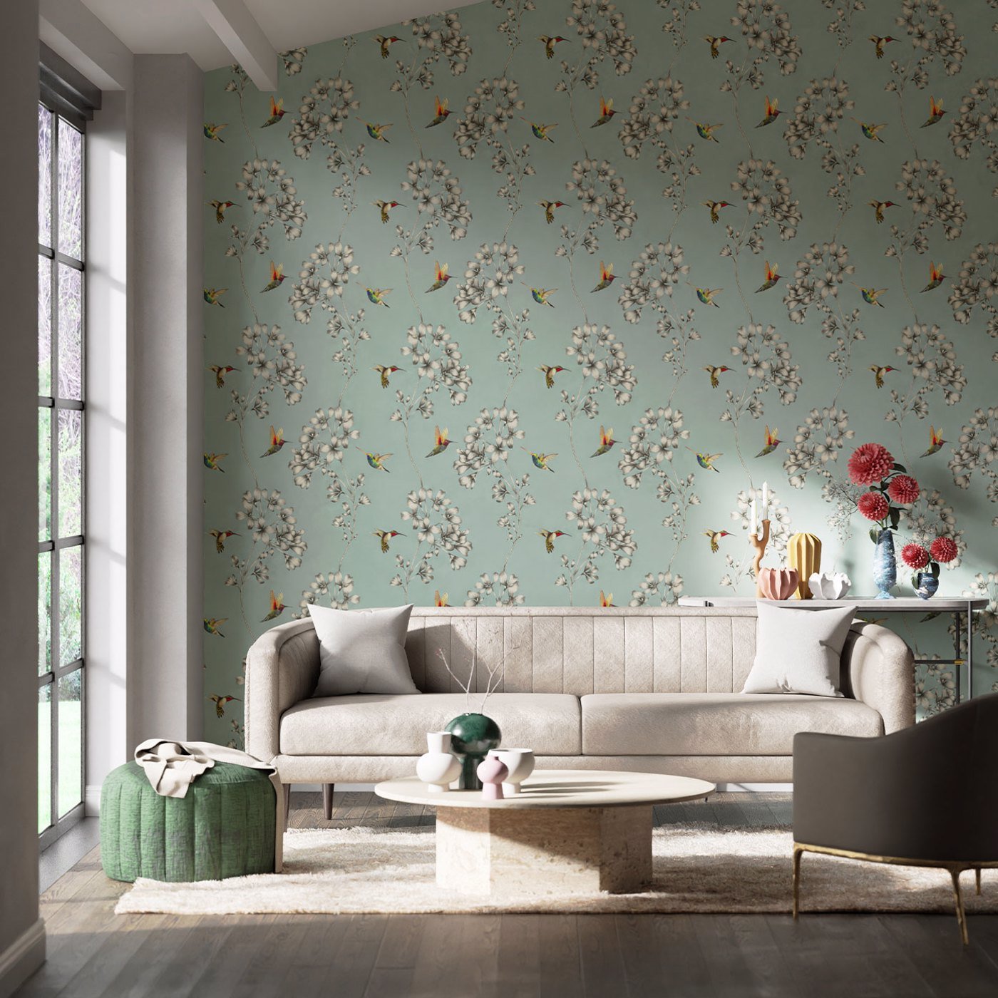 Amazilia Wallpaper - Sky - HAMA111060 - Harlequin - Premier Wallcovering
