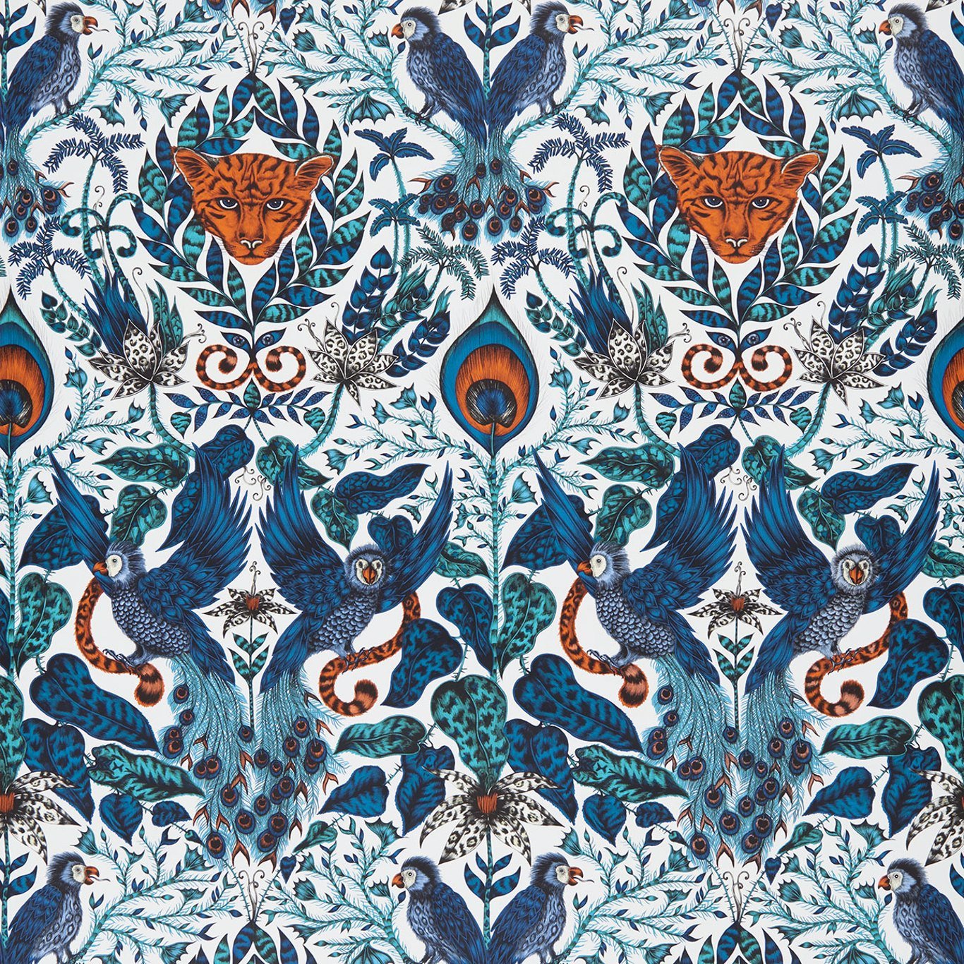 Amazon Wallpaper - Blue - Clarke & Clarke - W0098/01 - Morris Wallpaper
