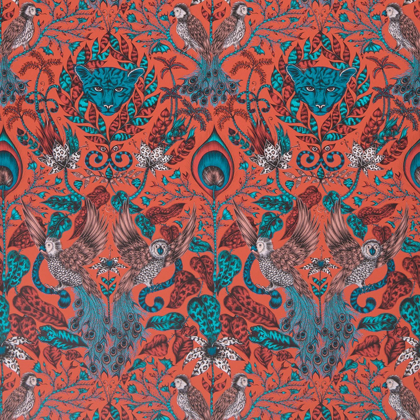 Amazon Wallpaper - Red - Clarke & Clarke - W0098/05 - Morris Wallpaper
