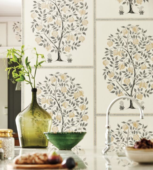 Anaar Tree Wallpaper - Annato/Blueberry - 216790 - Sanderson - Morris Wallpaper