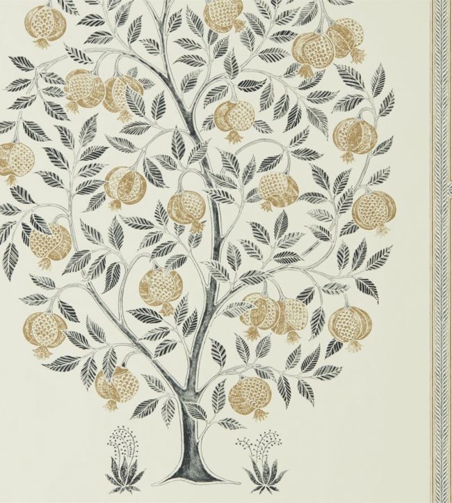 Anaar Tree Wallpaper - Charcoal/Gold - 216791 - Sanderson - Morris Wallpaper