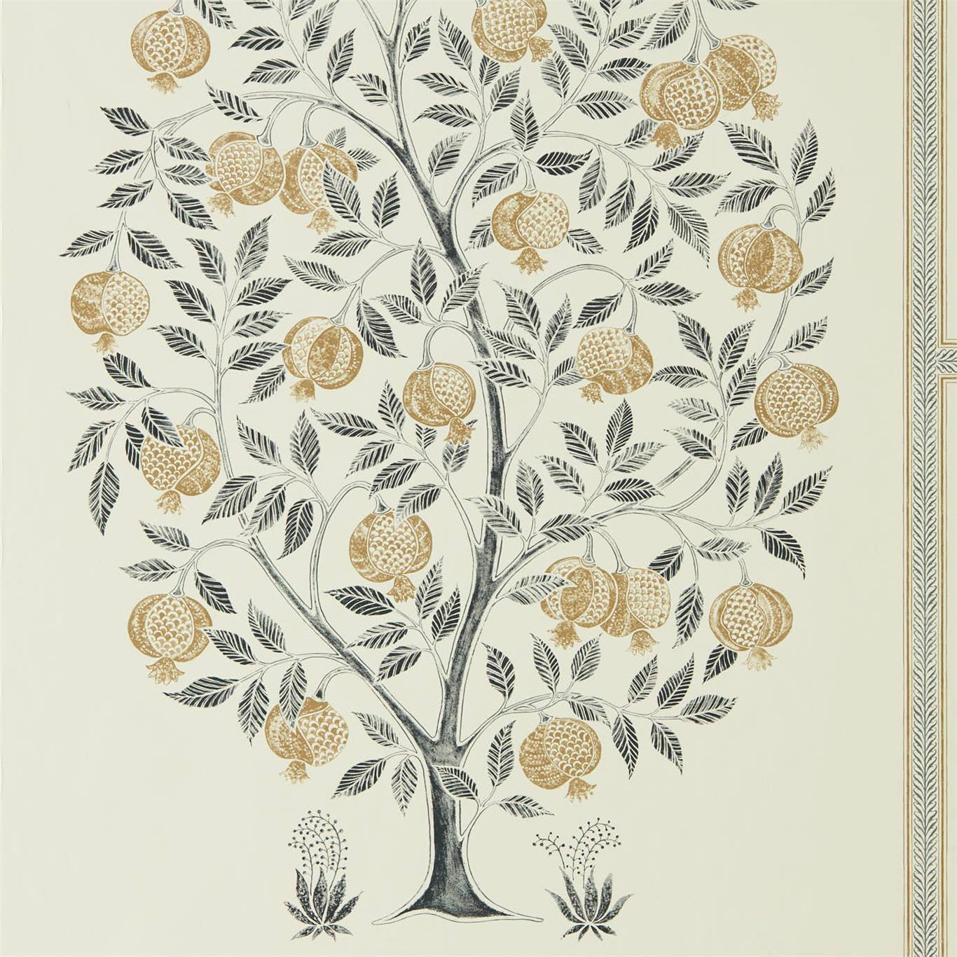 Anaar Tree Wallpaper - Charcoal/Gold - DCPW216791