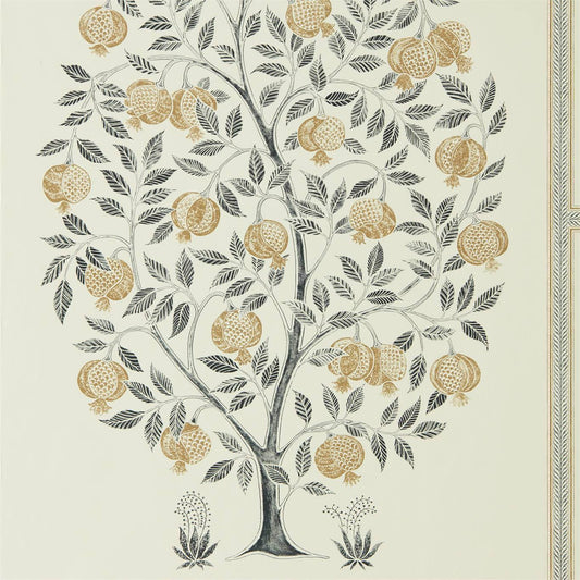 Anaar Tree Wallpaper - Charcoal/Gold - DCPW216791