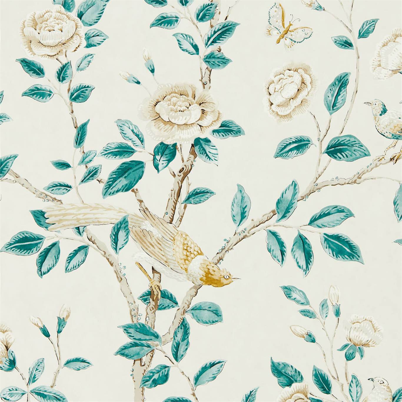 Andhara Wallpaper - Teal/Cream - Sanderson - DCPW216794