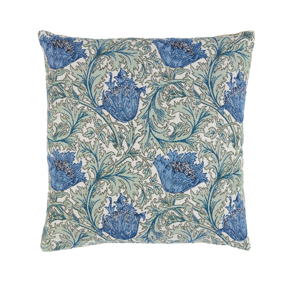 Anemone Blue Green Tapestry Cushion with Feather Filler - Hines - 1109-1 - Morris Wallpaper