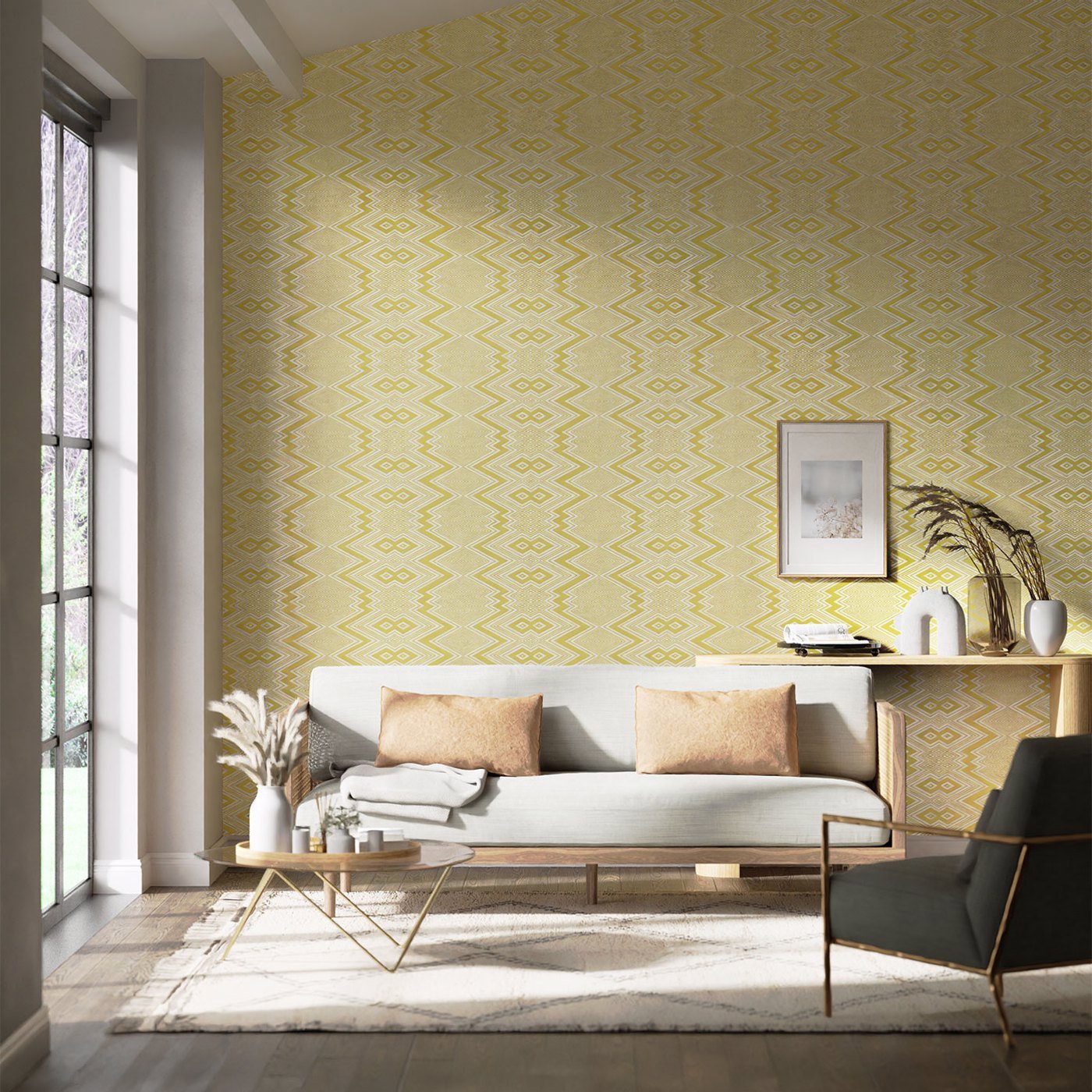 Ankara Wallpaper - Sunflower/Awakening - Harlequin - HQN2112850 - Morris Wallpaper