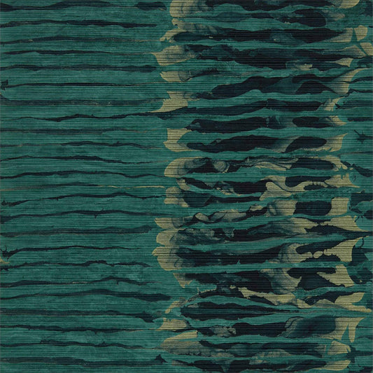 Anthology Ripple Stripe Wallpaper - Emerald/Kingfisher - Harlequin - EANW112579 - Morris Wallpaper