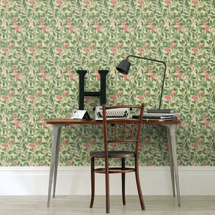 Arbutus Morris Wallpaper - Rose - 217377 - Morris & Co - Morris Wallpaper