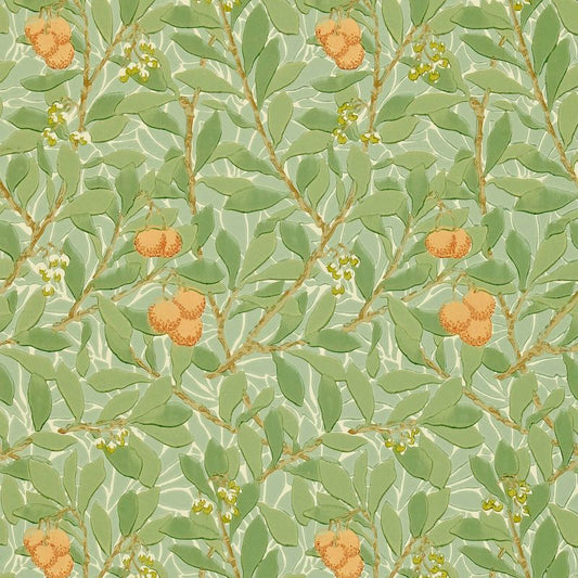 Arbutus Wallpaper - Green/Terracotta - DJA1A7103 - Morris & Co - Morris Wallpaper