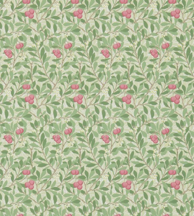 Arbutus Wallpaper - Olive/Pink - DM3W214720 - Morris & Co - Morris Wallpaper
