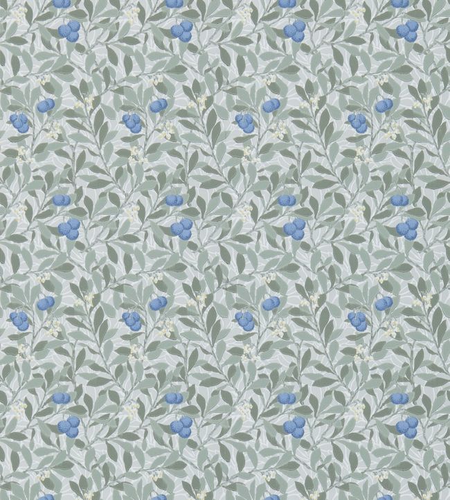 Arbutus Wallpaper - Silver/Cobalt - 214721 - Morris Exclusive - Morris Wallpaper