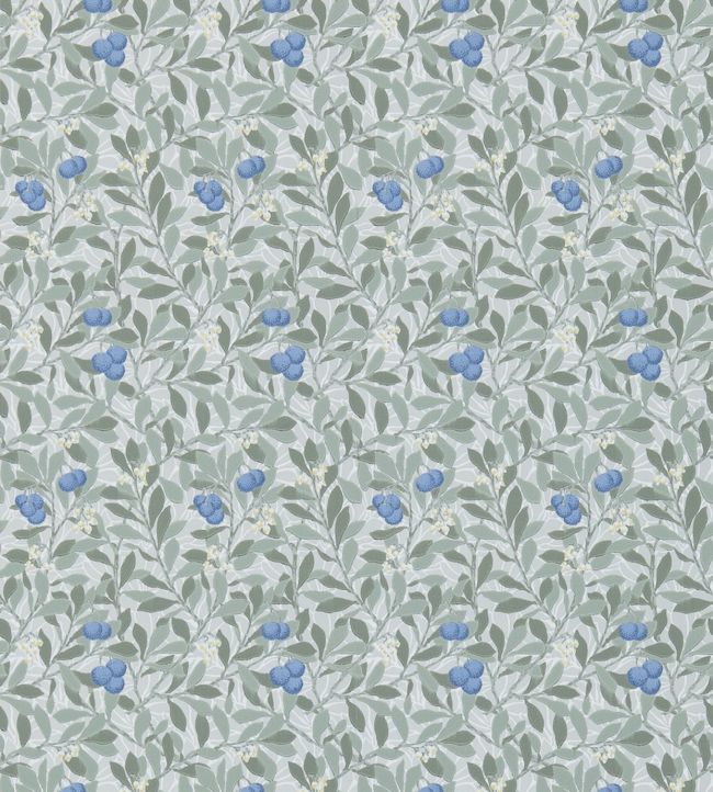 Arbutus Wallpaper - Silver/Cobalt - 214721 - Morris Exclusive - Morris Wallpaper