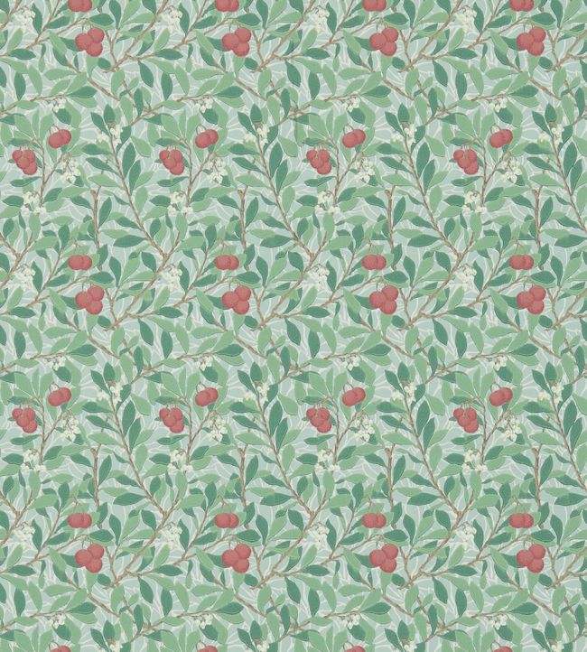 Arbutus Wallpaper - Thyme/Coral - 214719 - Morris & Co