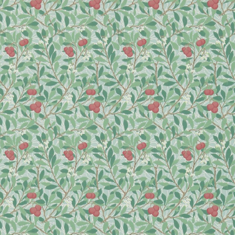 Arbutus Wallpaper - Thyme/Coral - Morris & Co - 214719 - Morris Wallpaper