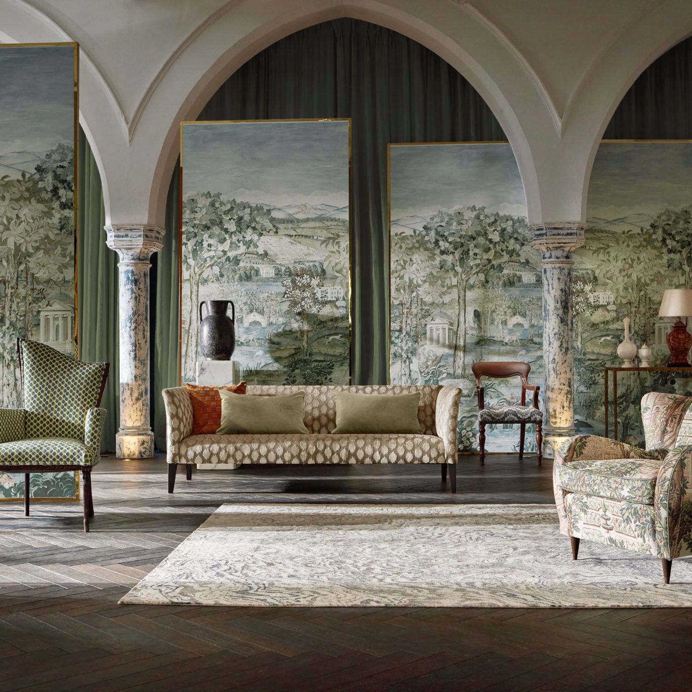 Arcadian Thames Wallpaper - Mineral - Zoffany - ZATW313040 - Morris Wallpaper