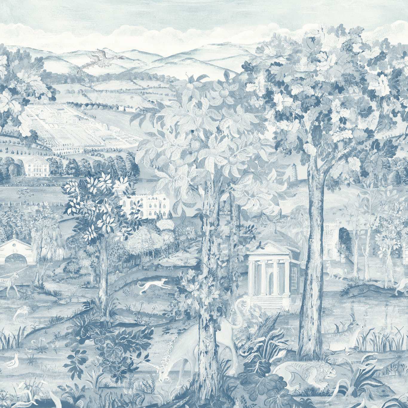 Arcadian Thames Wallpaper - Wedgwood Blue - Zoffany - ZATW313039 - Morris Wallpaper