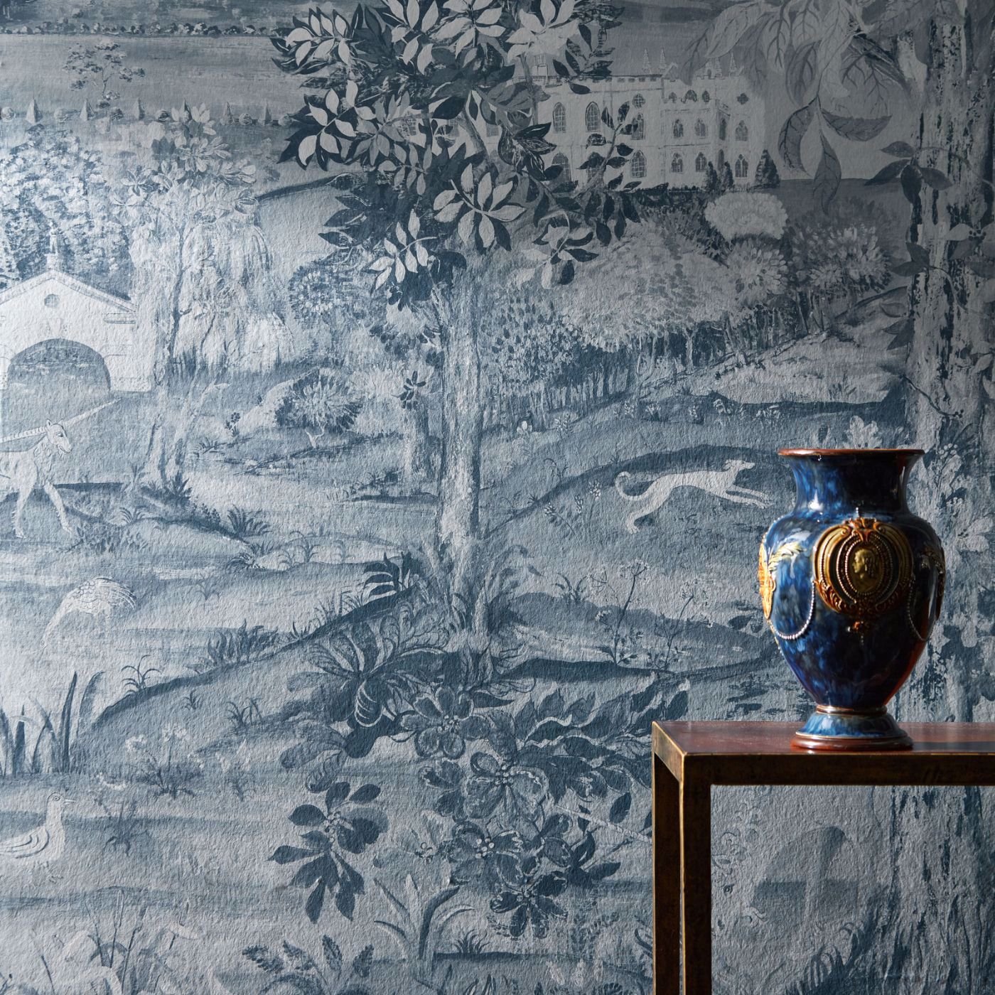 Arcadian Thames Wallpaper - Wedgwood Blue - Zoffany - ZATW313039 - Morris Wallpaper