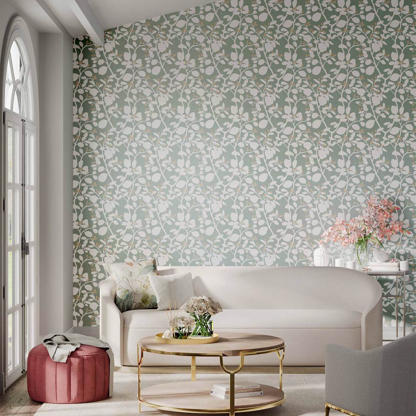 Ardisia Wallpaper - Succulent/Soft Focus/ Gold - Harlequin - HTEW112771 - Morris Wallpaper