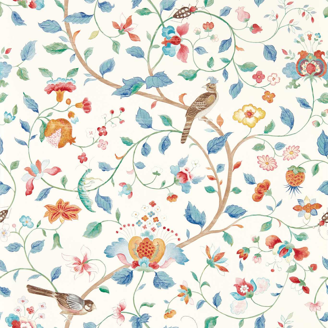 Aril’s Garden Wallpaper - Indigo/Red - DABW217237 - Sanderson - Morris Wallpaper