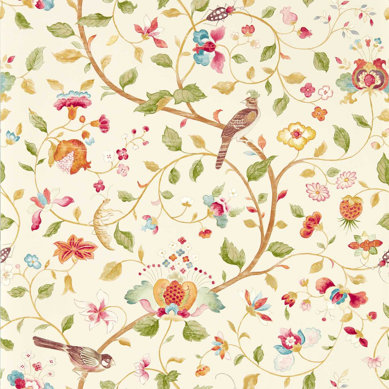 Aril's Garden Wallpaper - Olive/Mulberry - DABW217238 - Sanderson