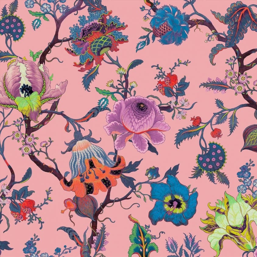 Artemis Wallpaper - Amaranth-Pink - House of Hackney - 1-WA-ART-DI-PNK-XXX - Morris Wallpaper