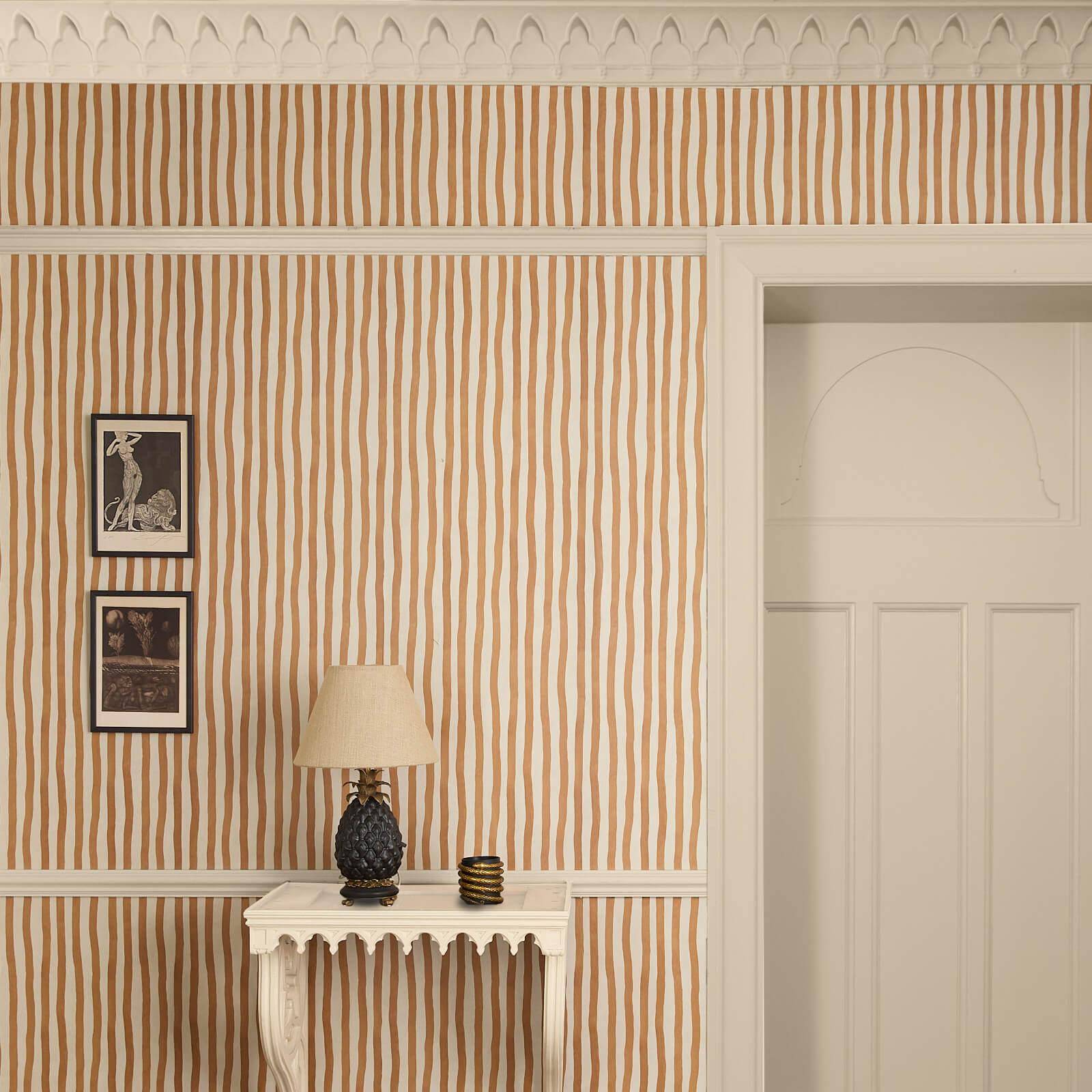 Artist's Stripe Wallpaper - Amber - House of Hackney - 1-WA-ATS-DI-AMB-XXX - Morris Wallpaper