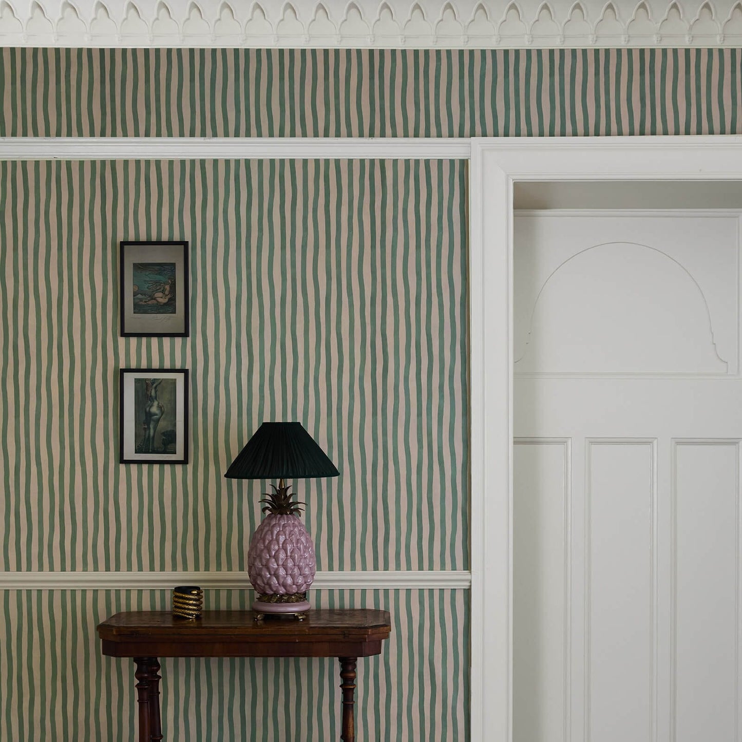 Artist's Stripe Wallpaper - Euphorbia & Alabaster - House of Hackney - 1-WA-ATS-DI-EUA-XXX - Morris Wallpaper