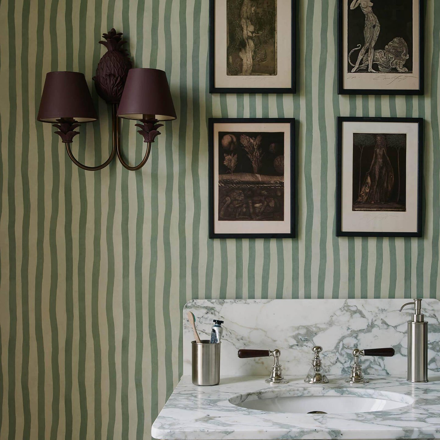 Artist's Stripe Wallpaper - Opal - House of Hackney - 1-WA-ATS-DI-MYO-XXX - Morris Wallpaper