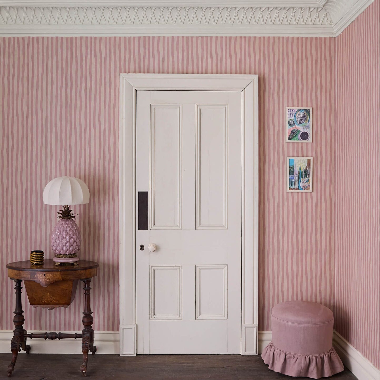 Artist's Stripe Wallpaper - Sakura & Astrantia - House of Hackney - 1-WA-ATS-DI-SKA-XXX - Morris Wallpaper