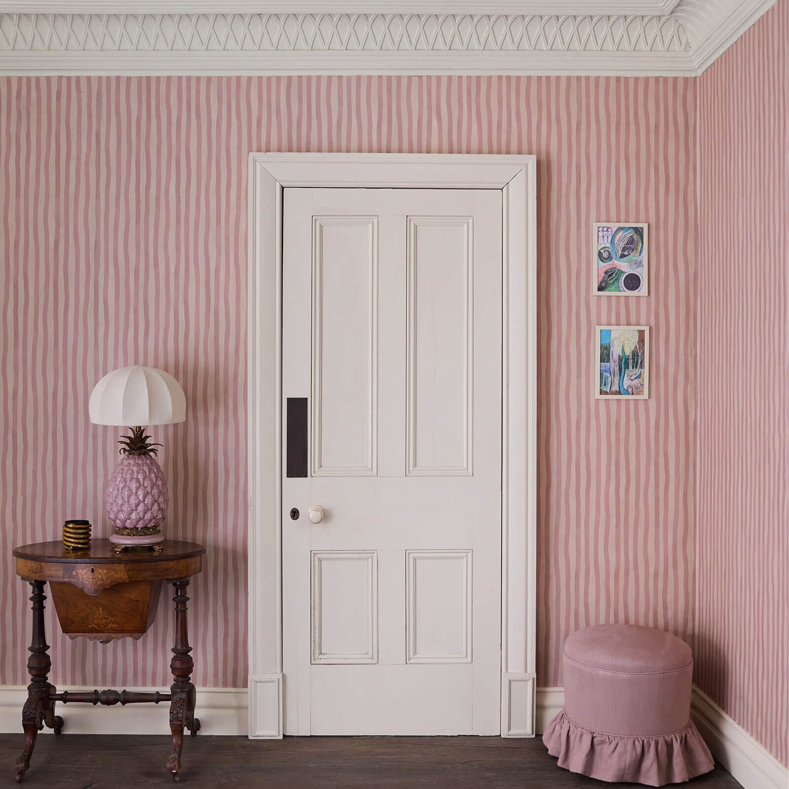 Artist's Stripe Wallpaper - Sakura & Astrantia - House of Hackney - 1-WA-ATS-DI-SKA-XXX - Morris Wallpaper