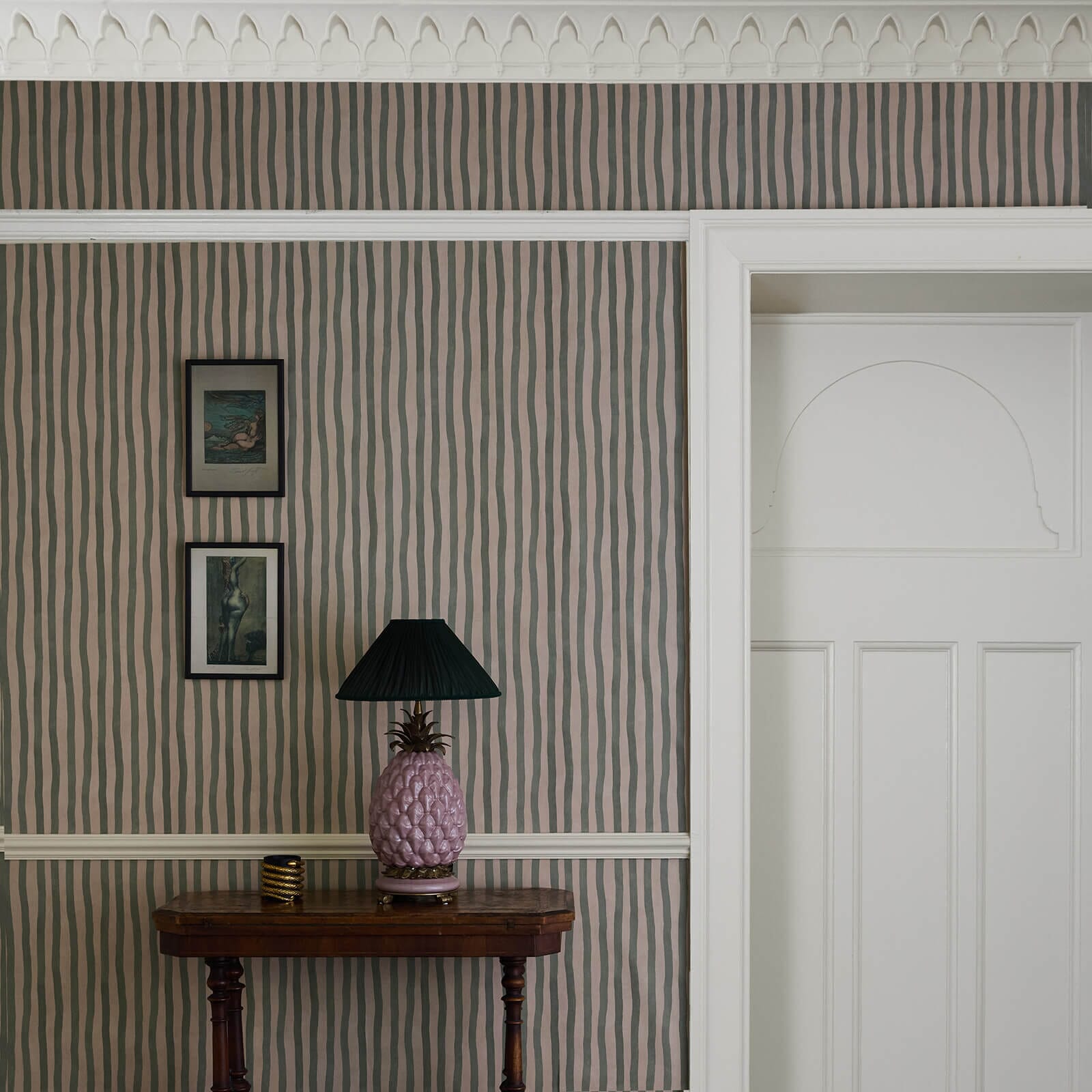 Artist's Stripe Wallpaper - Sap & Alabaster - House of Hackney - 1-WA-ATS-DI-SAL-XXX - Morris Wallpaper