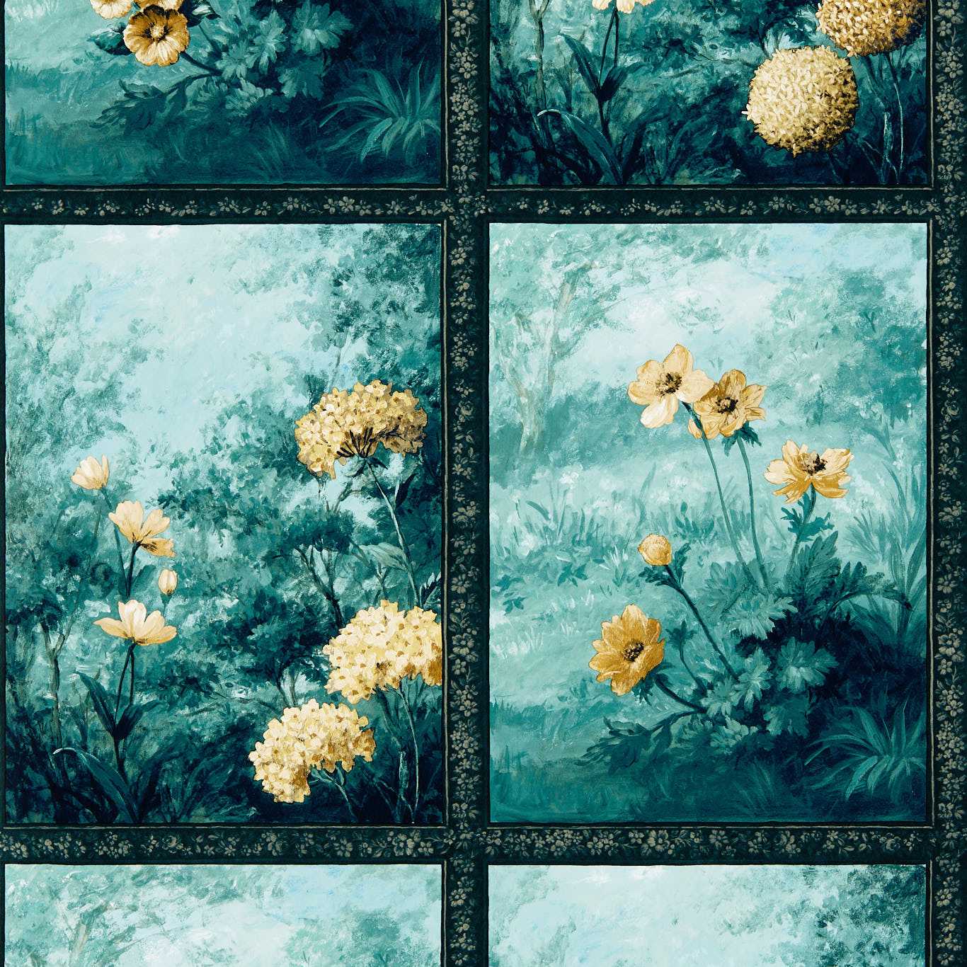 Artus Wallpaper - Denim/Ochre - Clarke & Clarke - W0155/02 - Morris Wallpaper