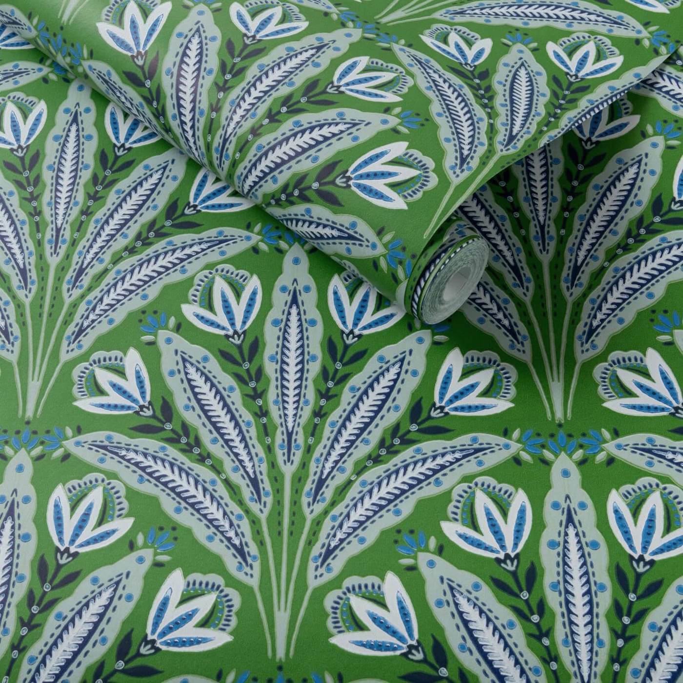 Attingham Wallpaper - Cobalt/Green - Clarke & Clarke - W0193/01