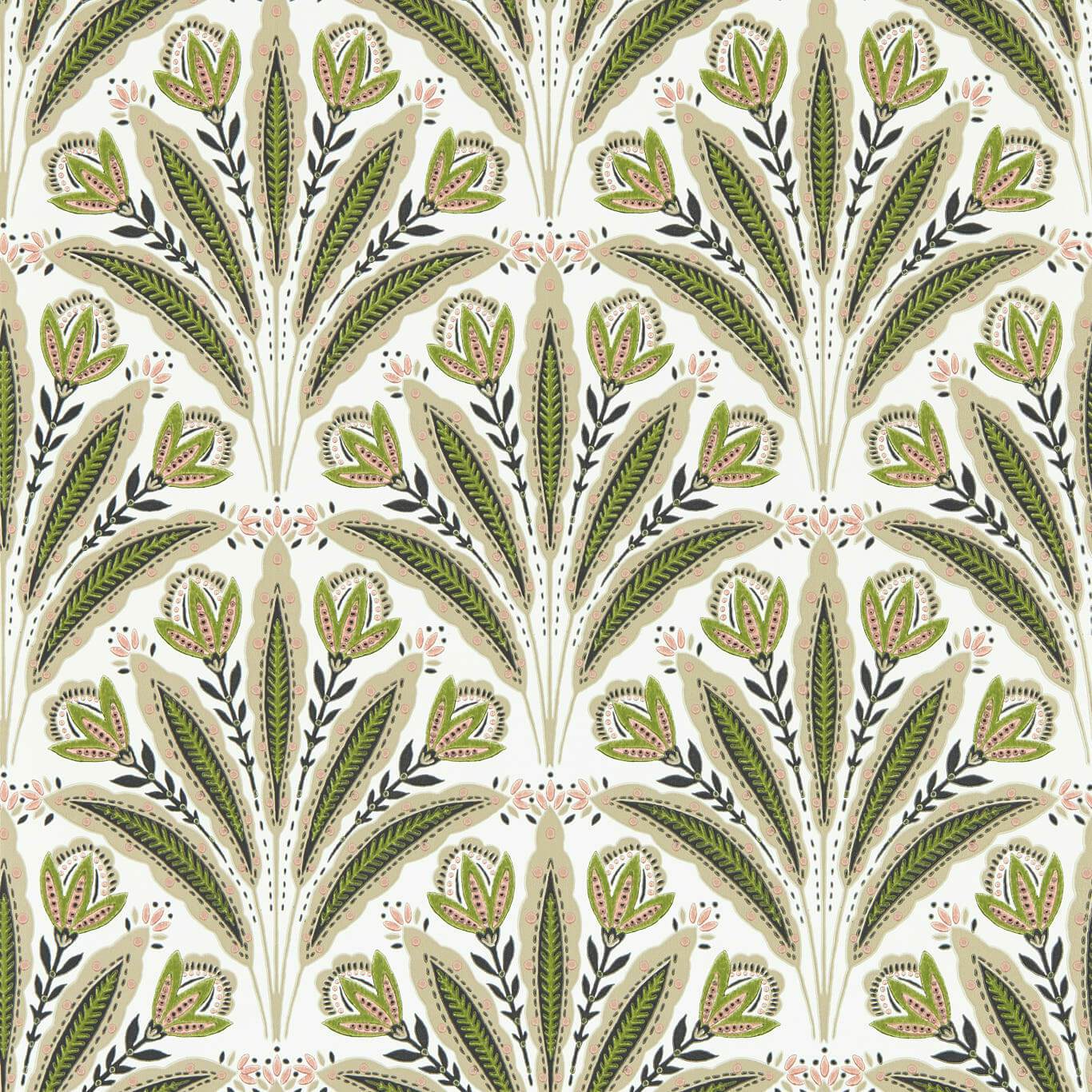 Attingham Wallpaper - Sage/Blush - Clarke & Clarke - W0193/04 - Morris Wallpaper