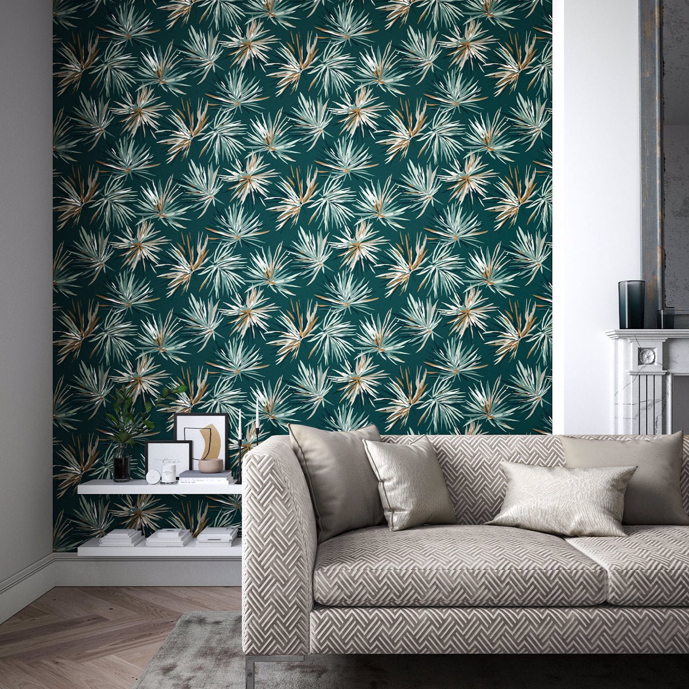 Aucuba Wallpaper - Forest/Copper - Harlequin - HM7W112747 - Morris Wallpaper