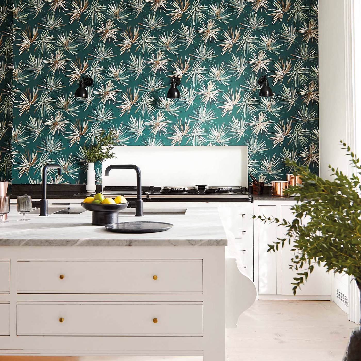 Aucuba Wallpaper - Forest/Copper - Harlequin - HM7W112747 - Morris Wallpaper