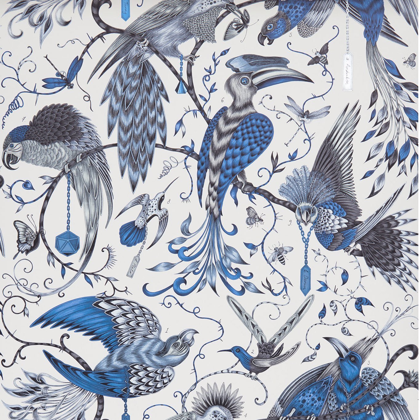 Audubon Wallpaper - Blue - Clarke & Clarke - W0099/01 - Morris Wallpaper