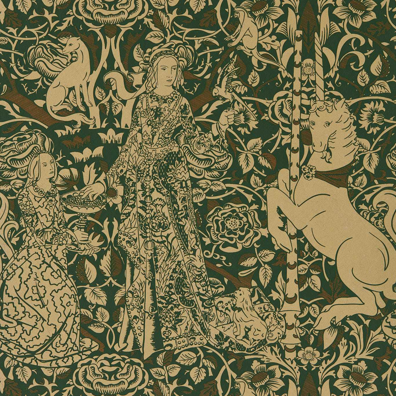 Aurelia's Grail Wallpaper - Gobelin Green/Bronze - DGDW217297