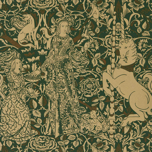 Aurelia's Grail Wallpaper - Gobelin Green/Bronze - DGDW217297
