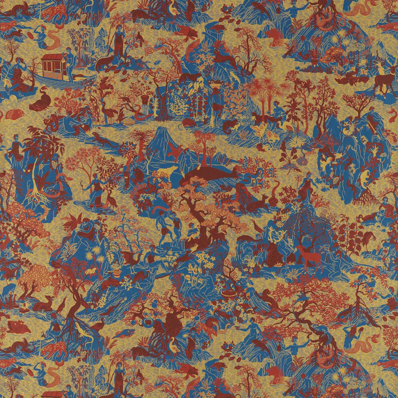 Avalonis Wallpaper - Como Blue / Koi - ZCOT313021 - Zoffany - Premier Wallcovering