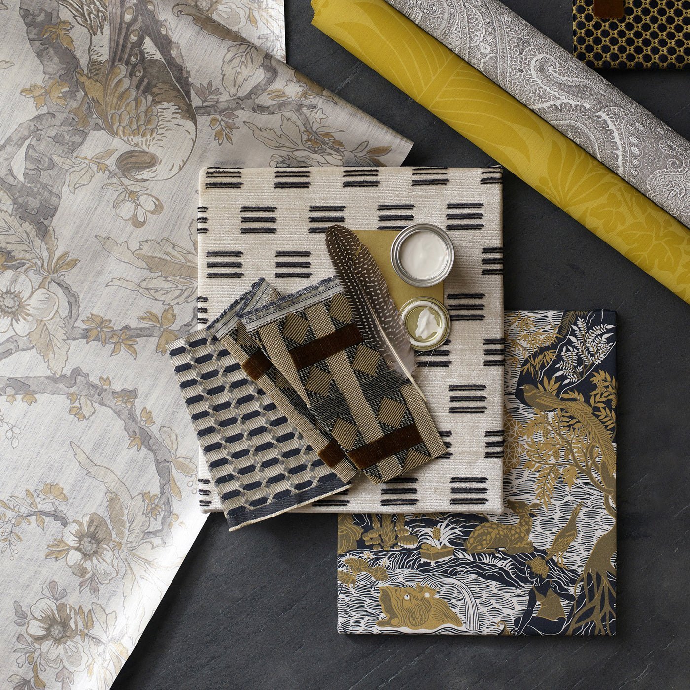 Avalonis Wallpaper - Vine Black / Gold - ZCOT313033 - Zoffany - Premier Wallcovering