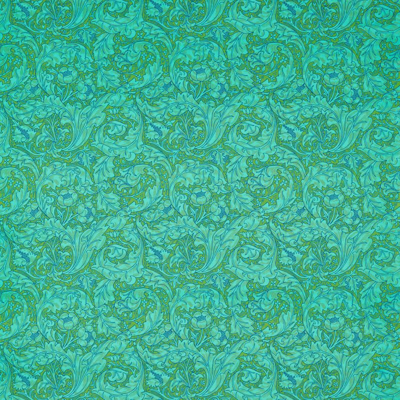 Bachelors Button Fabric - Olive/Turquoise - Morris & Co - 226840 - Premier Wallcovering