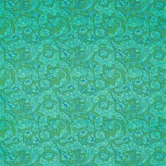 Bachelors Button Fabric - Olive/Turquoise - Morris & Co - 226840 - Premier Wallcovering
