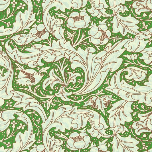 Bachelors Button Wallpaper - Leaf Green/Sky - Morris & Co - 217096 - Morris Wallpaper