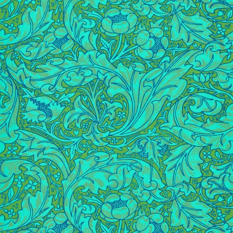 Bachelors Button Wallpaper - Olive/Turquoise - Morris & Co - 216959 - Morris Wallpaper
