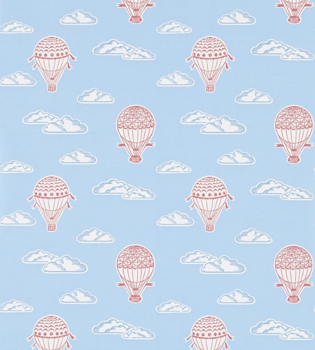 Balloons Wallpaper - Sky Blue & Red - DLIT214030 - Sanderson - Morris Wallpaper