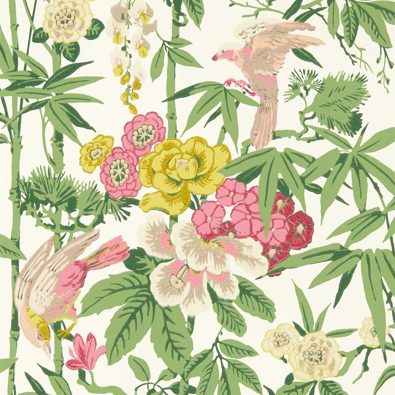 Bamboo & Birds Wallpaper - Scallion Green - DWAW217130 - Sanderson - Morris Wallpaper