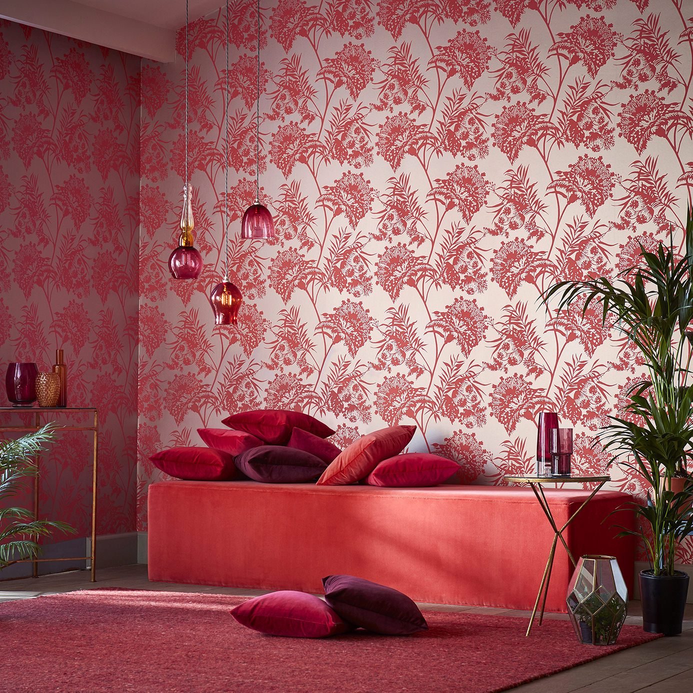 Bavero Wallpaper - Coral - Harlequin - HZAP111766 - Morris Wallpaper