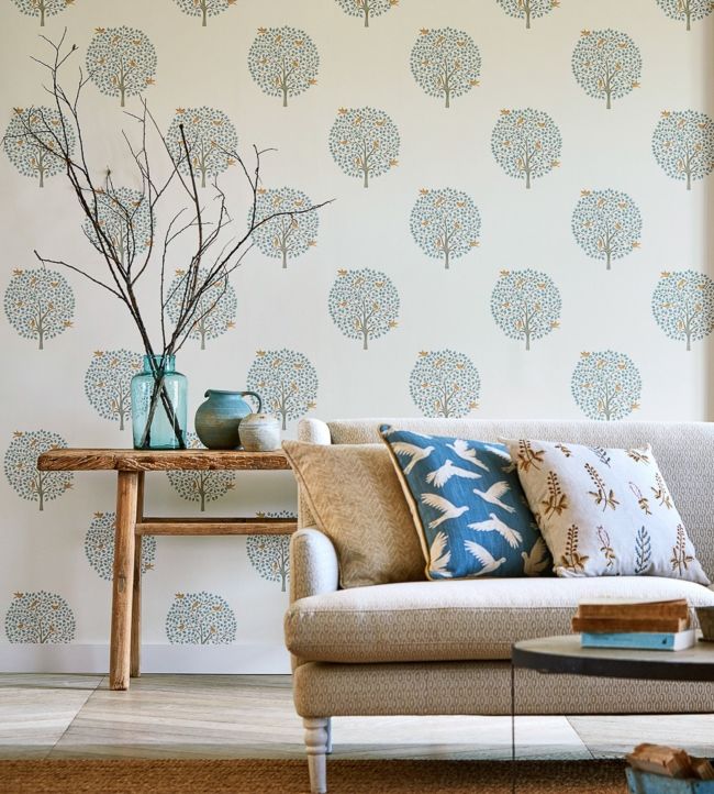 Bay Tree Wallpaper - Celadon/Flint - DHPO216359 - Sanderson - Morris Wallpaper