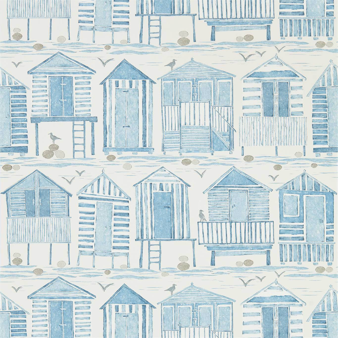 Beach Huts Wallpaper - Marine - Sanderson - DCOA216560
